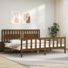 Cadre de lit sans matelas marron miel 200x200cm bois pin massif 