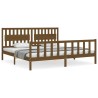 Cadre de lit sans matelas marron miel 200x200cm bois pin massif 