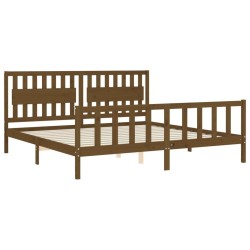 Cadre de lit sans matelas marron miel 200x200cm bois pin massif 