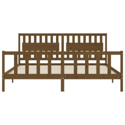 Cadre de lit sans matelas marron miel 200x200cm bois pin massif 