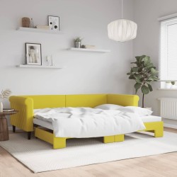 Lit de jour avec lit gigogne jaune 90x200 cm velours 