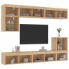 Unités murales TV avec LED 8 pcs chêne sonoma bois d'ingénierie 