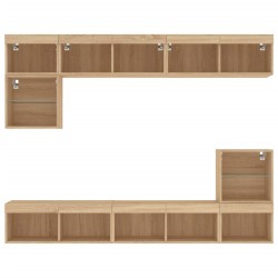 Unités murales TV avec LED 8 pcs chêne sonoma bois d'ingénierie 