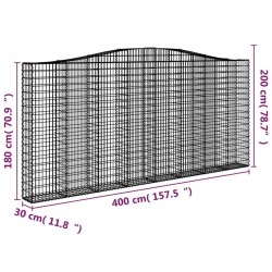 Panier de gabions arqué 400x30x180/200 cm Fer galvanisé 