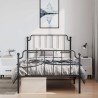 Cadre de lit métal sans matelas et pied de lit noir 100x200 cm 