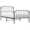 Cadre de lit métal sans matelas et pied de lit noir 100x200 cm 