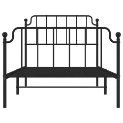 Cadre de lit métal sans matelas et pied de lit noir 100x200 cm 