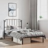 Cadre de lit métal sans matelas avec tête de lit noir 100x190cm 
