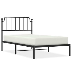 Cadre de lit métal sans matelas avec tête de lit noir 100x190cm 