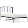 Cadre de lit métal sans matelas avec tête de lit noir 100x190cm 