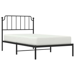 Cadre de lit métal sans matelas avec tête de lit noir 100x190cm 
