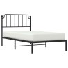 Cadre de lit métal sans matelas avec tête de lit noir 100x190cm 