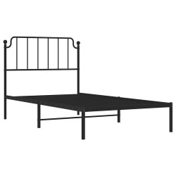 Cadre de lit métal sans matelas avec tête de lit noir 100x190cm 
