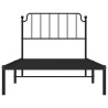 Cadre de lit métal sans matelas avec tête de lit noir 100x190cm 