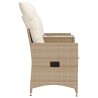 Canapé de jardin inclinable 2 places avec table beige rotin 