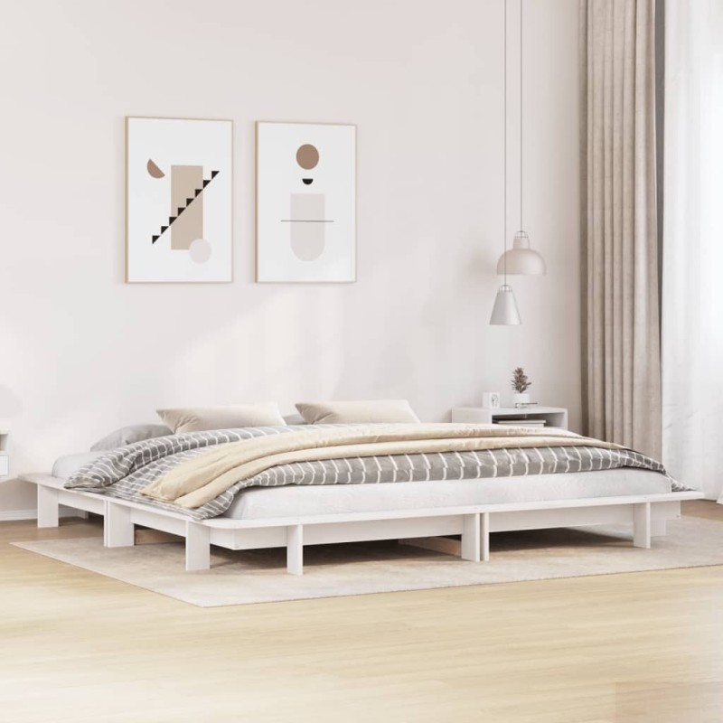 Cadre de lit sans matelas blanc 200x200 cm bois massif de pin Cadre de lit sans matelas blanc 200x200 cm bois massif de pin