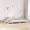Cadre de lit sans matelas blanc 200x200 cm bois massif de pin 