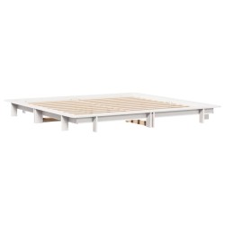 Cadre de lit sans matelas blanc 200x200 cm bois massif de pin 
