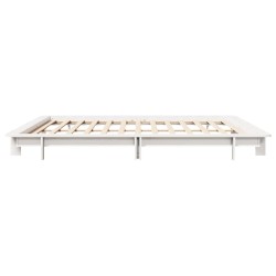 Cadre de lit sans matelas blanc 200x200 cm bois massif de pin 