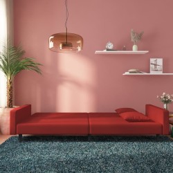 Canapé-lit à 2 places et deux oreillers Rouge bordeaux Velours 