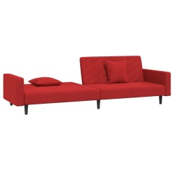 Canapé-lit à 2 places et deux oreillers Rouge bordeaux Velours 