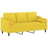 Canapé 3 places avec oreillers jaune clair 180 cm tissu 