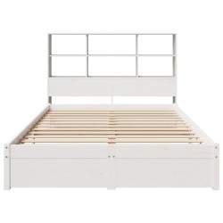 Lit bibliothèque sans matelas blanc 120x200 cm bois pin massif 