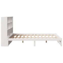Lit bibliothèque sans matelas blanc 120x200 cm bois pin massif 