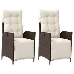 Chaises inclinables de jardin lot de 2 avec repose-pied rotin 