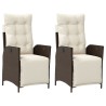 Chaises inclinables de jardin lot de 2 avec repose-pied rotin 