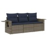 Salon de jardin avec coussins 3 pcs gris résine tressée 
