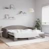 Lit de jour avec lit gigogne taupe 100x200 cm tissu 