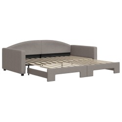 Lit de jour avec lit gigogne taupe 100x200 cm tissu 