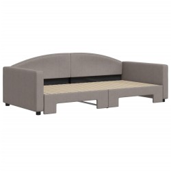 Lit de jour avec lit gigogne taupe 100x200 cm tissu 