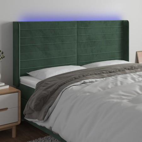 Tête de lit à LED Vert foncé 203x16x118/128 cm Velours 