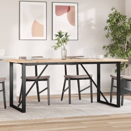 Table à manger cadre en O 180x90x75,5 cm bois pin massif acier 