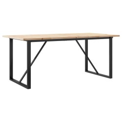 Table à manger cadre en O 180x90x75,5 cm bois pin massif acier 