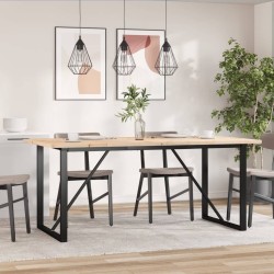 Table à manger cadre en O 180x90x75,5 cm bois pin massif acier 