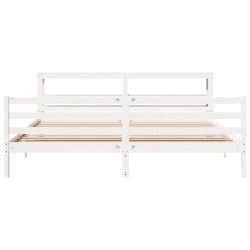 Cadre de lit sans matelas blanc 200x200 cm bois massif de pin 