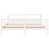 Cadre de lit sans matelas blanc 200x200 cm bois massif de pin 