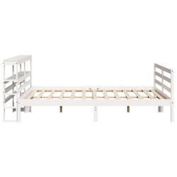 Cadre de lit sans matelas blanc 200x200 cm bois massif de pin 