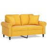 Canapé 2 places oreillers et coussins Jaune clair 120cm Velours 