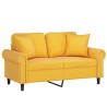 Canapé 2 places oreillers et coussins Jaune clair 120cm Velours 