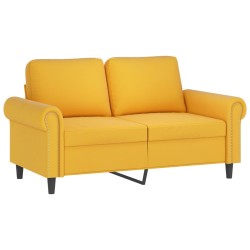 Canapé 2 places oreillers et coussins Jaune clair 120cm Velours 