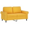 Canapé 2 places oreillers et coussins Jaune clair 120cm Velours 