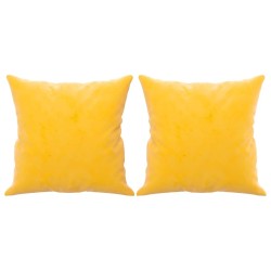 Canapé 2 places oreillers et coussins Jaune clair 120cm Velours 