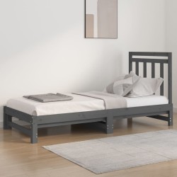 Lit coulissant sans matelas gris 2x(90x200) cm 