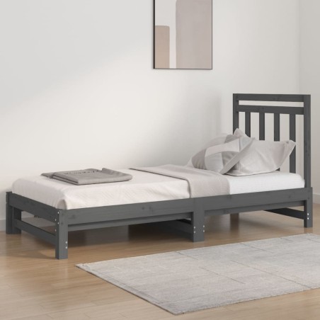 Lit coulissant sans matelas gris 2x(90x200) cm 