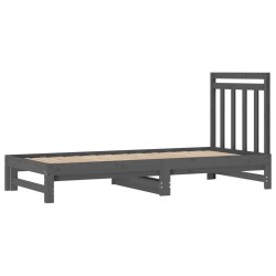 Lit coulissant sans matelas gris 2x(90x200) cm 