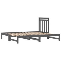 Lit coulissant sans matelas gris 2x(90x200) cm 
